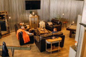 grain bin couchs and tv