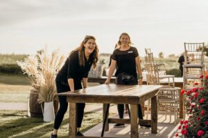 fairview acres staff moving tables wedding venue tour 